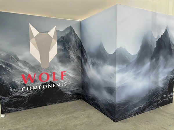 Wolf Components SEG fabric display wall at a trade show