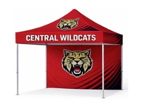 Custom canopy tent with full printed back wall